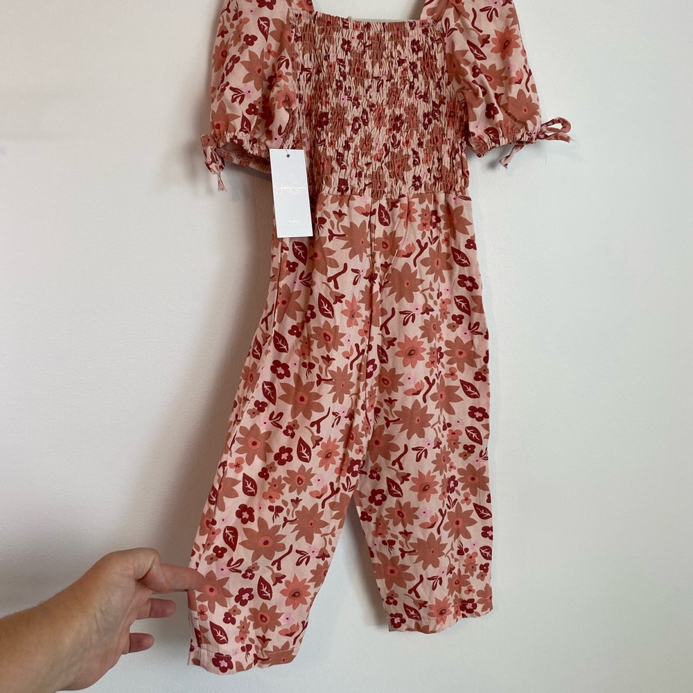 JESSICA SIMPSON Girls Pink Floral Smocked Romper NWT | Size 3T - Picture 7 of 12